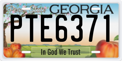 GA license plate PTE6371