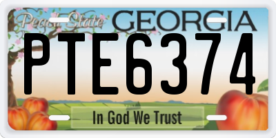 GA license plate PTE6374