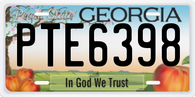 GA license plate PTE6398