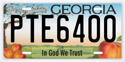 GA license plate PTE6400