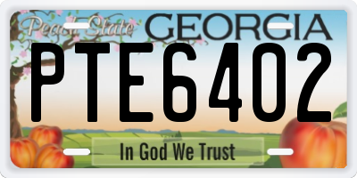 GA license plate PTE6402