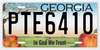 GA license plate PTE6410