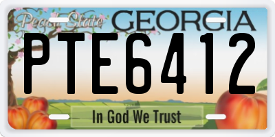 GA license plate PTE6412