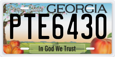 GA license plate PTE6430