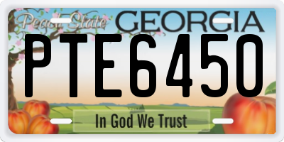 GA license plate PTE6450