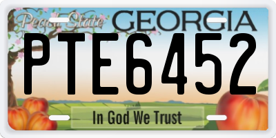 GA license plate PTE6452