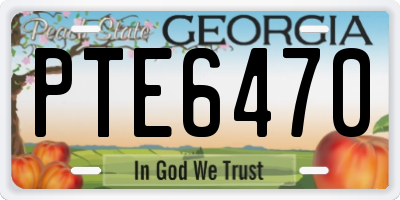 GA license plate PTE6470