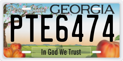 GA license plate PTE6474