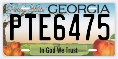 GA license plate PTE6475