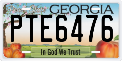 GA license plate PTE6476