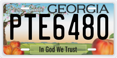 GA license plate PTE6480