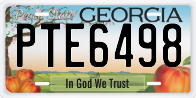 GA license plate PTE6498