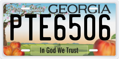 GA license plate PTE6506
