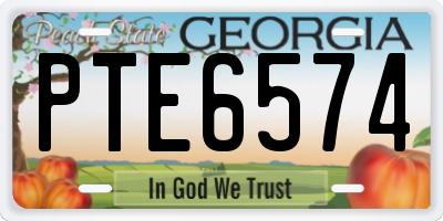 GA license plate PTE6574