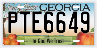 GA license plate PTE6649