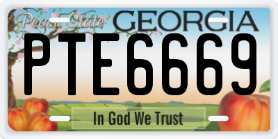 GA license plate PTE6669