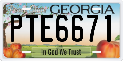 GA license plate PTE6671