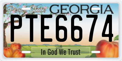 GA license plate PTE6674