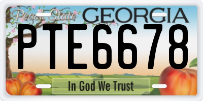 GA license plate PTE6678