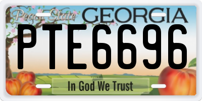 GA license plate PTE6696