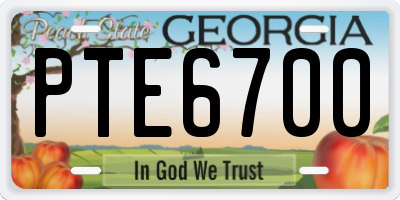 GA license plate PTE6700