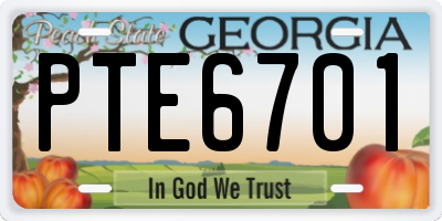 GA license plate PTE6701