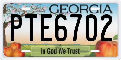 GA license plate PTE6702
