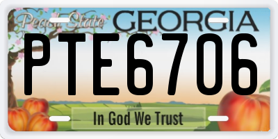 GA license plate PTE6706