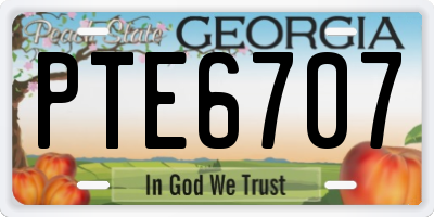 GA license plate PTE6707