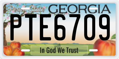 GA license plate PTE6709