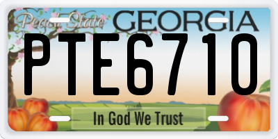 GA license plate PTE6710