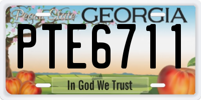 GA license plate PTE6711
