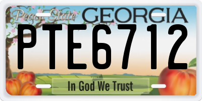 GA license plate PTE6712