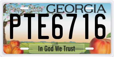 GA license plate PTE6716