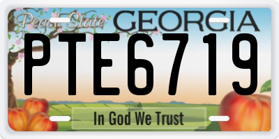 GA license plate PTE6719
