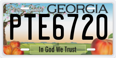 GA license plate PTE6720