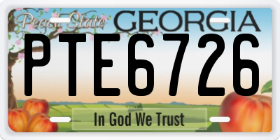 GA license plate PTE6726
