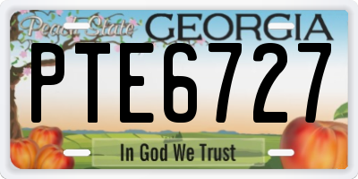 GA license plate PTE6727