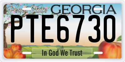 GA license plate PTE6730