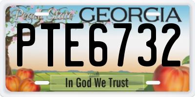 GA license plate PTE6732