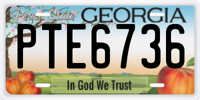 GA license plate PTE6736