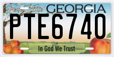 GA license plate PTE6740