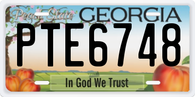 GA license plate PTE6748