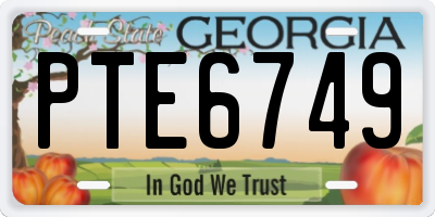 GA license plate PTE6749