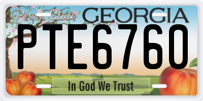 GA license plate PTE6760