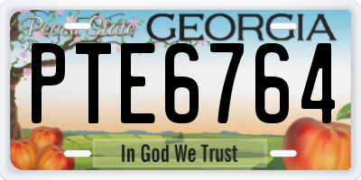 GA license plate PTE6764