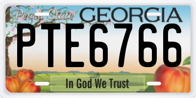 GA license plate PTE6766