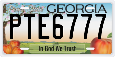 GA license plate PTE6777