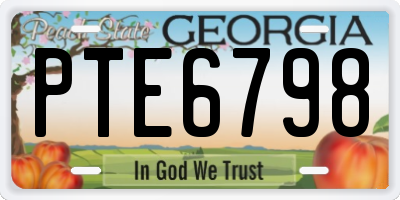 GA license plate PTE6798