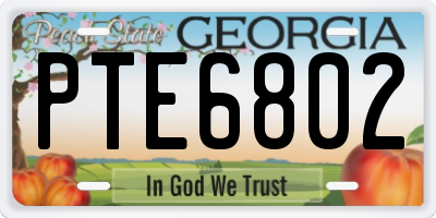 GA license plate PTE6802